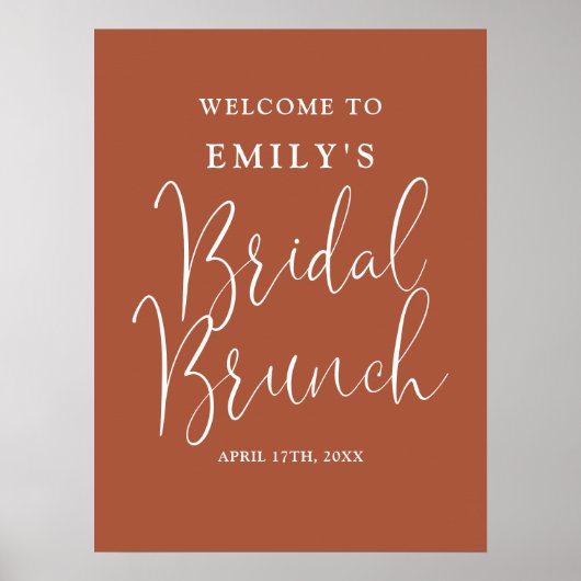 Terracotta Script Bruids Brunch Welkomstbord Poster (Voorkant)