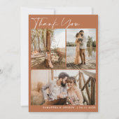 Terracotta script chic 6 foto's bruiloft bedankt (Voorkant)