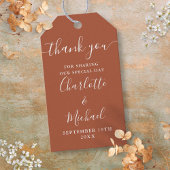 Terracotta Script Dank u bruiloft gunst Cadeaulabel