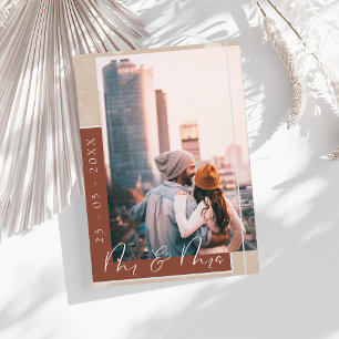 Terracotta Script Foto Save the Date Kaart