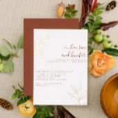 Terracotta Script Gold Botanical Wedding Folie Uitnodiging