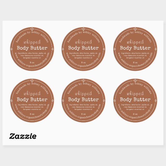 TerraCotta Script Handgemaakte Lichaamsboter Label (Vel)