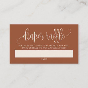 Terracotta  Script Luier Raffle Kaart Plaatskaartje