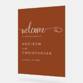 Terracotta Script Modern Minimal Wedding Welkom Acryl Bord (Hoek)