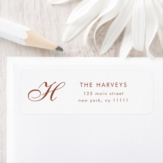 Terracotta Script Monogram Return Address Label (Insitu)