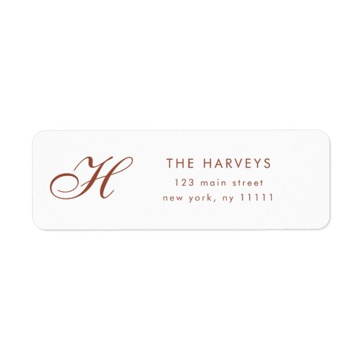 Terracotta Script Monogram Return Address Label (Voorkant)