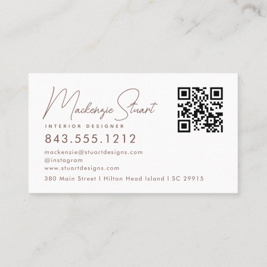 Terracotta Script QR Code Monogram Modern Visitekaartje (Achterkant)