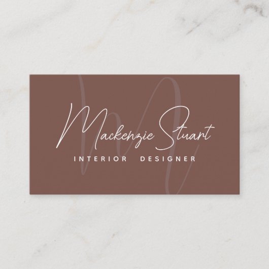 Terracotta Script QR Code Visitekaartje Monogram (Voorkant)