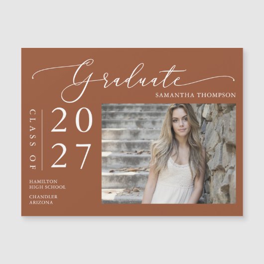 Terracotta Script School Afstuderen Photo Magnet (Voorkant)