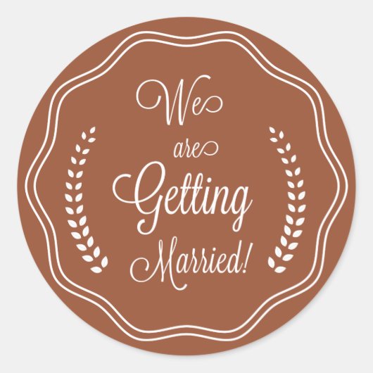 Terracotta  Script Seal Sla de datum op Ronde Sticker (Voorkant)