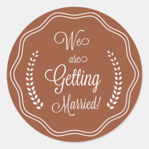 Terracotta  Script Seal Sla de datum op Ronde Sticker