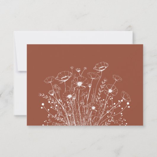 Terracotta Script Typografie Floral Wedding RSVP (Achterkant)