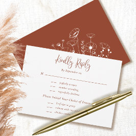 Terracotta Script Typografie Floral Wedding RSVP