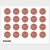 Terracotta script typografie initialen herfst brui ronde sticker (Vel)