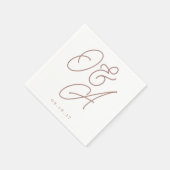 Terracotta | Script Watermark Monogram Bruiloft Servet (Hoek)