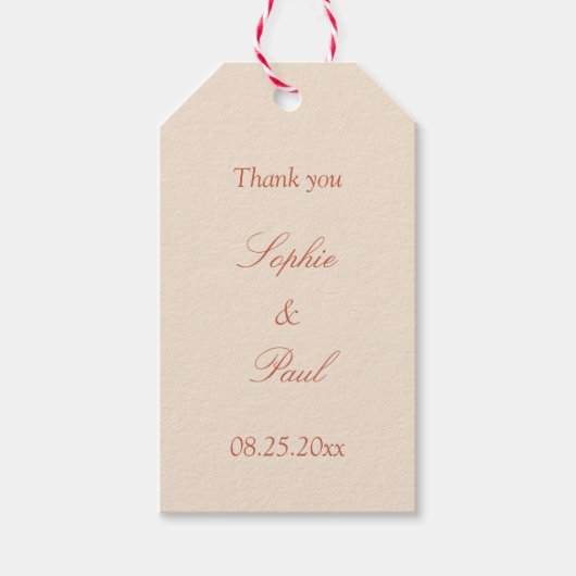 Terracotta Script Wedding Favor Gift Labels Cadeaulabel (Voorkant)