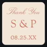 Terracotta Script Wedding Favor Sticker<br><div class="desc">Terracotta Script Wedding Favor Sticker,  te personaliseren gelieve met initialen van het paar en de datum van de bruiloft,  gebruikend de online verpersoonlijking sjabloon alvorens opdracht te geven tot.</div>
