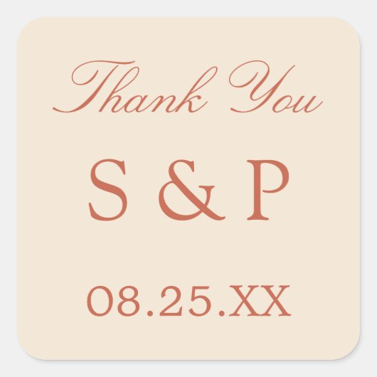 Terracotta Script Wedding Favor Sticker (Voorkant)
