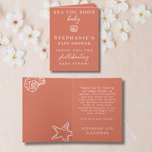 Terracotta Sea You Soon Baby Shower Bedankt