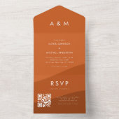 Terracotta Shades Boho Waves Qr Code Website Bruin All In One Uitnodiging (Binnen)