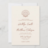 Terracotta Shell Strand Ocean Bestemming Bruiloft Kaart (Voorkant)