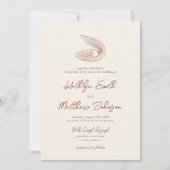 Terracotta Shell Strand Ocean Bestemming Bruiloft Kaart (Voorkant)