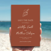 Terracotta Shell Strand Ocean Bestemming Bruiloft Save The Date