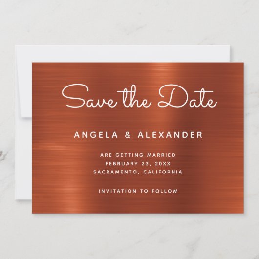 Terracotta Shimmer Ombre Wedding Save The Date (Voorkant)