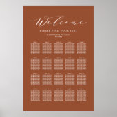 Terracotta sierlijke script bruiloft zitgrafiek poster (Voorkant)