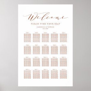 Terracotta sierlijke script bruiloft zitgrafiek poster