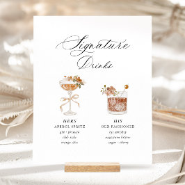Terracotta Signature Drinks Wedding Reclamebord Met Voetstuk