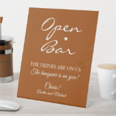 Terracotta Signature Script Open Bar Wedding Reclamebord Met Voetstuk (Insitu)