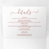 Terracotta Signature Script Photo Wedding Drieluik Uitnodiging (Binnenzijde eerst)