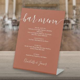Terracotta Signature Script Trouwbarmenu Reclamebord Met Voetstuk
