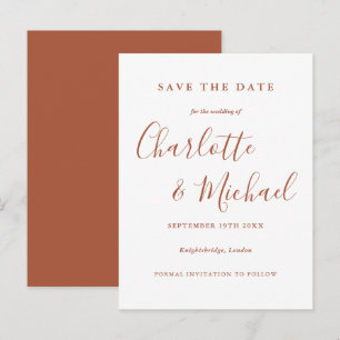 Terracotta Signature Script Trouwkaart 'Save the D Briefkaart