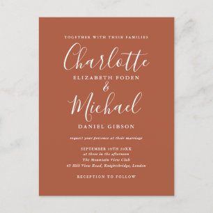 Terracotta Signature Script Trouwkaart Uitnodiging Briefkaart