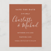 Terracotta Signature Wedding Save the Date Kaart (Voorkant)