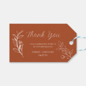 Terracotta Simple Boho Floral Bedankt Favor Cadeaulabel (Voorkant (Horizontaal))