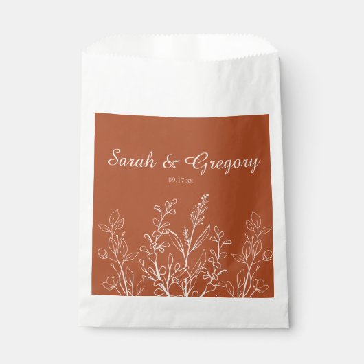 Terracotta Simple Boho Floral Bedankzakje (Voorkant)
