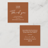 Terracotta Simple Business Dank u Kaart invoegen Vierkante Visitekaartje (Voorkant / Achterkant)