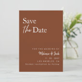 Terracotta Simple Calligraphy Photo Save the Date (Staand voorkant)