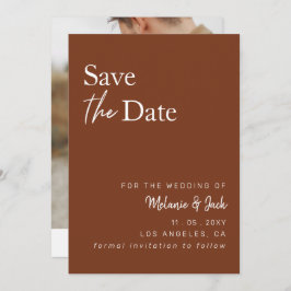 Terracotta Simple Calligraphy Photo Save the Date
