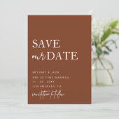 Terracotta Simple Calligraphy Save the Date (Staand voorkant)