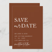 Terracotta Simple Calligraphy Save the Date (Voorkant / Achterkant)