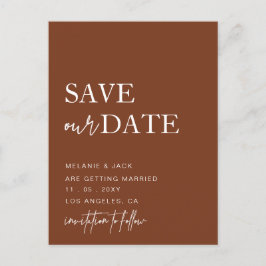 Terracotta Simple Calligraphy Save the Date Aankondigingskaart