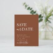 Terracotta Simple Calligraphy Save the Date Aankondigingskaart (Staand voorkant)
