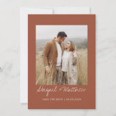 Terracotta Simple Handgeschreven Save The Date Fot Kaart (Voorkant)