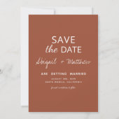 Terracotta Simple Handgeschreven Save The Date Fot Kaart (Achterkant)