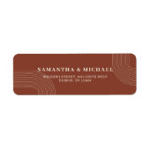 Terracotta Simple Line New Weds Wedding address Etiket (Voorkant)