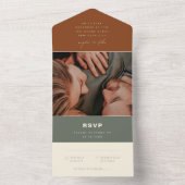 Terracotta Simple Modern Minimalist Wedding All In One Uitnodiging (Binnen)